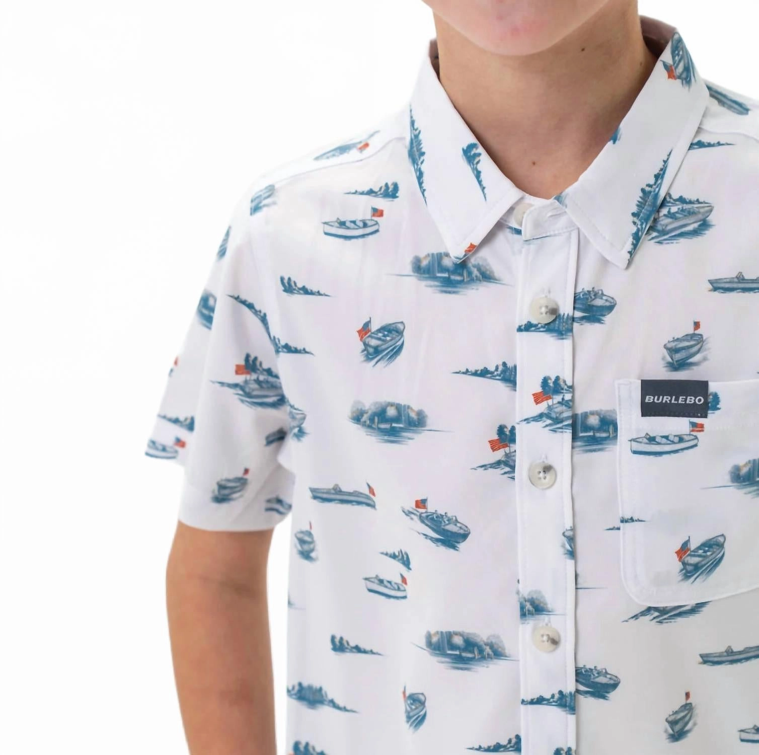 Boy's Youth Perf Button Up In Lake Weekend Boys Henley T Shirt