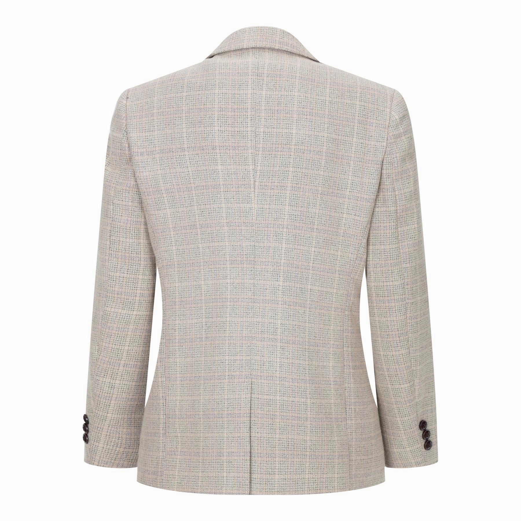 Boys 3 Piece Beige Tweed Check Vintage Retro Suit Boys Summer Matching Set