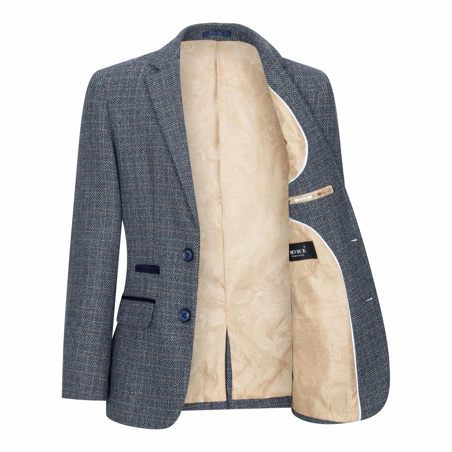Boys 3 Piece Blue Tweed Check Vintage Retro Suit Boys Summer Matching Set