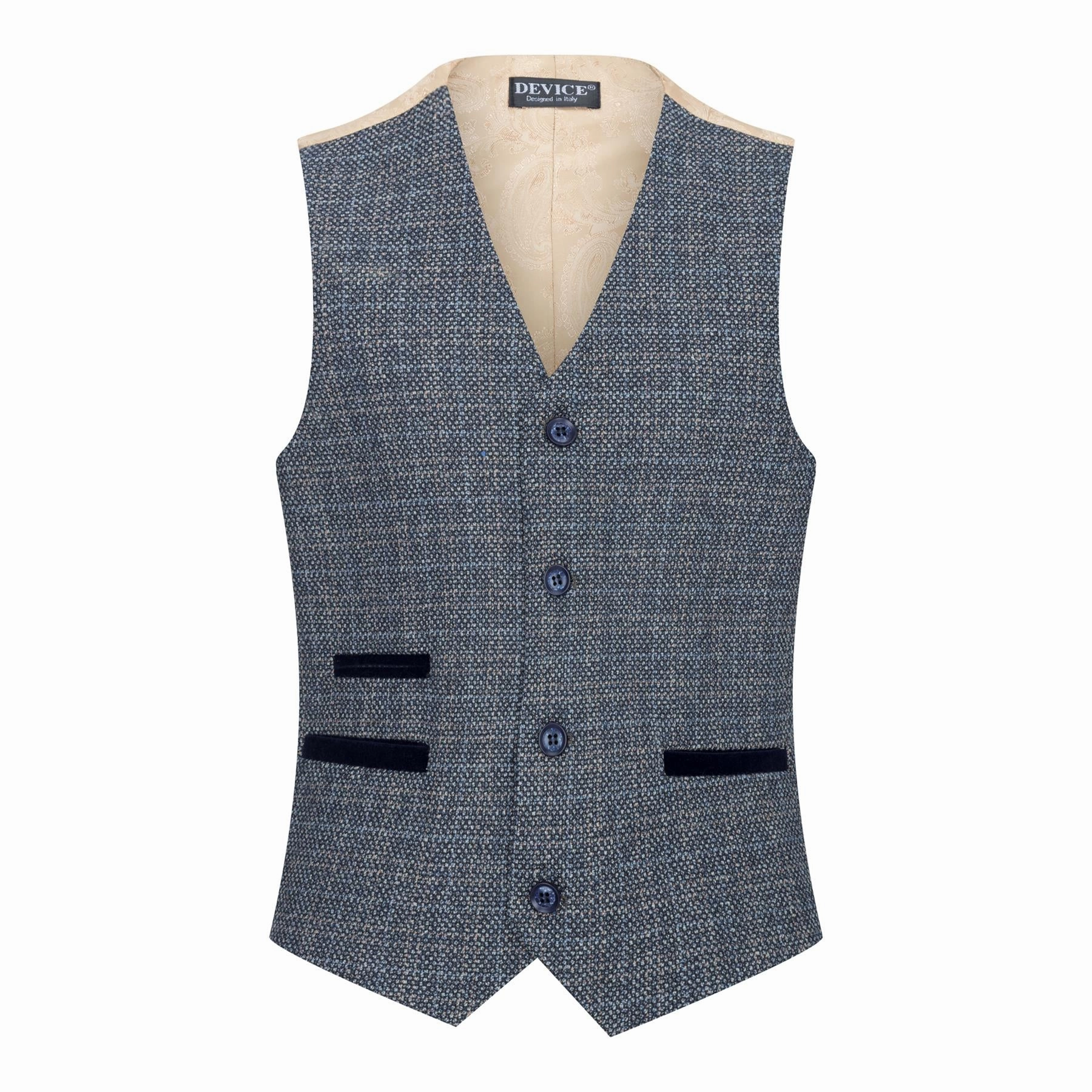 Boys 3 Piece Blue Tweed Check Vintage Retro Suit Boys Summer Matching Set