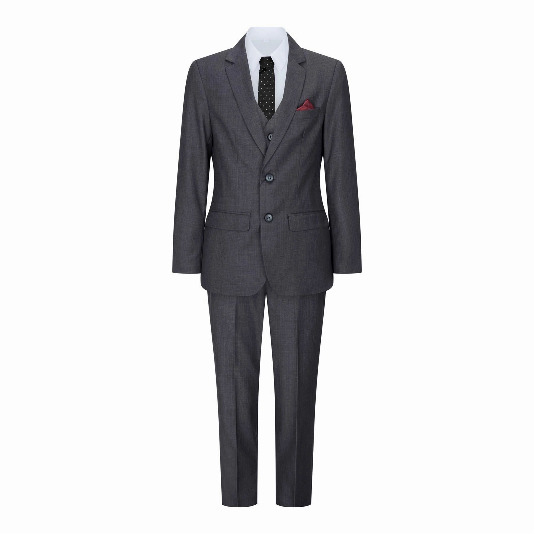 Boys 3 Piece Charcoal Grey Classic Retro Suit Boys Summer Matching Set