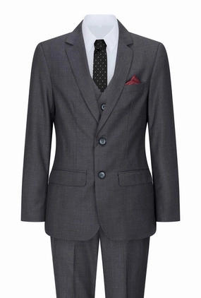 Boys 3 Piece Charcoal Grey Classic Retro Suit 2-piece outfit boys, toddler matching sets
