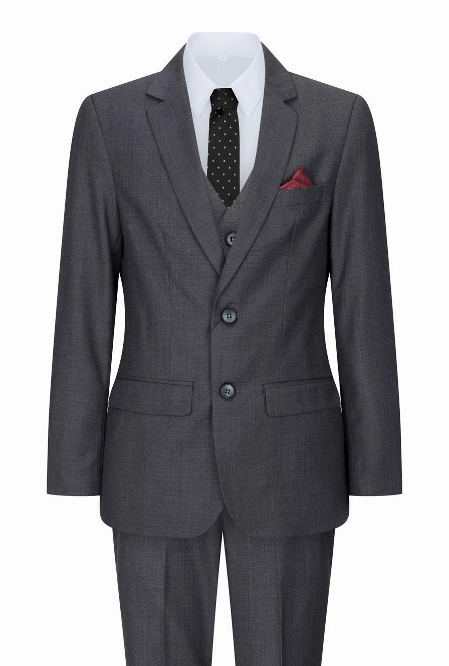 Boys 3 Piece Charcoal Grey Classic Retro Suit 2-piece outfit boys, toddler matching sets