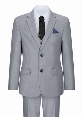 Boys 3 Piece Light Grey Classic Retro Suit 2-piece outfit boys, toddler matching sets