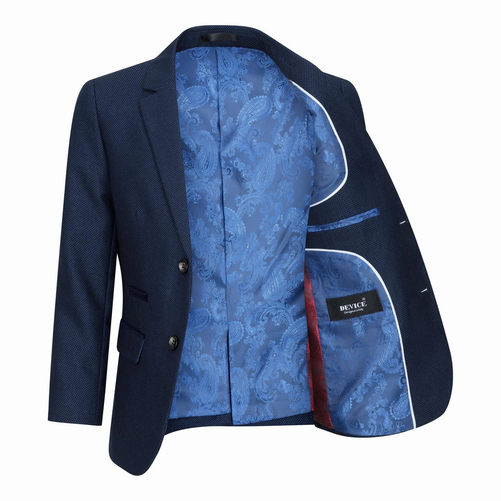 Boys 3 Piece Navy Blue Birdseye Tweed Suit Boys Summer Matching Set
