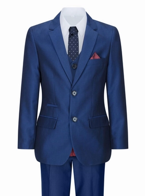 Boys 3 Piece Shiny Royal Blue Classic Suit 2-piece outfit boys, toddler matching sets
