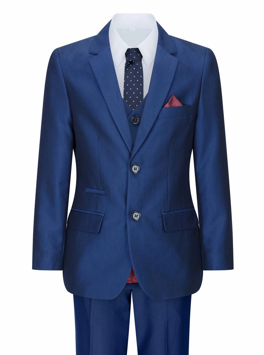 Boys 3 Piece Shiny Royal Blue Classic Suit 2-piece outfit boys, toddler matching sets