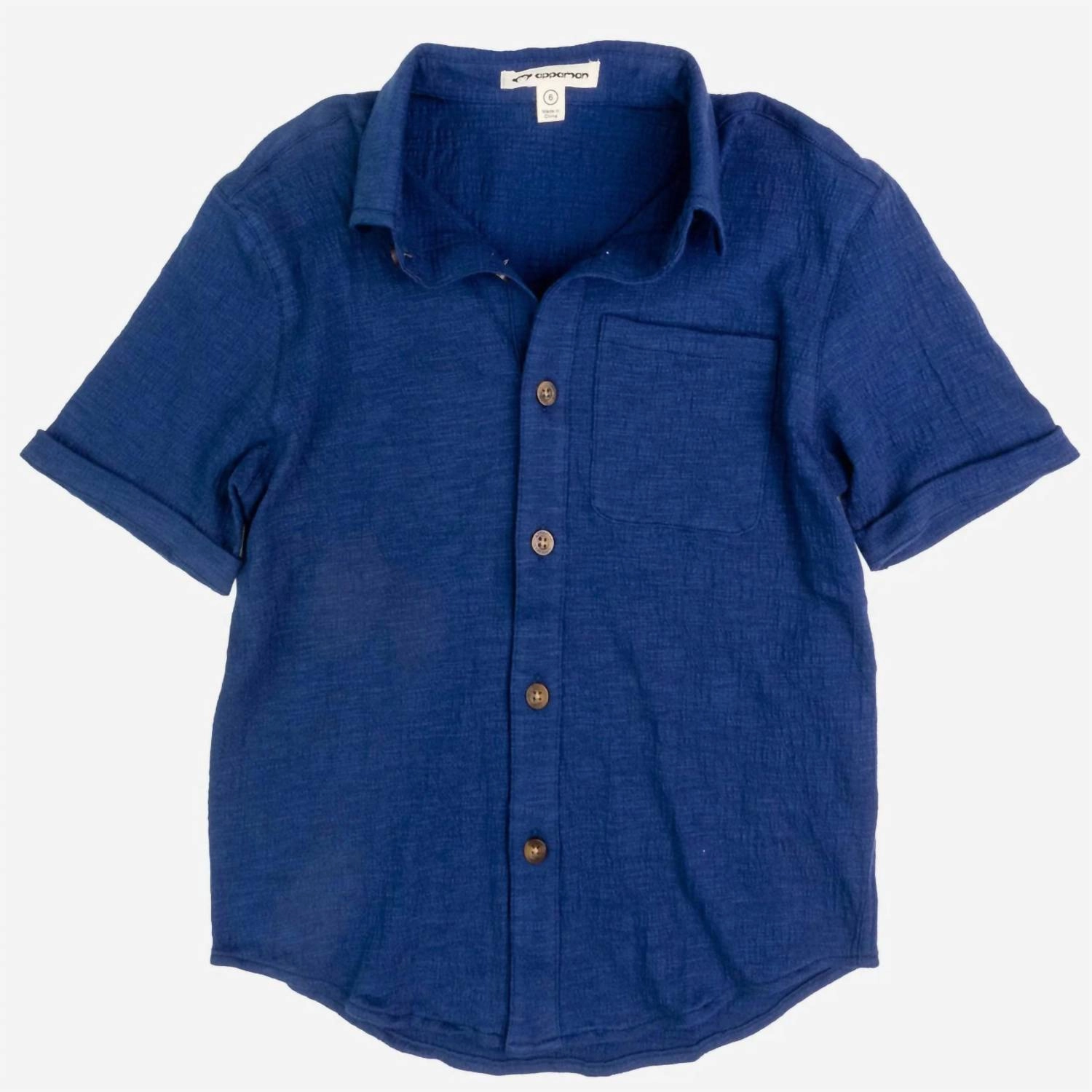 Boys' Beach Shirt In Navy graphic tees for boys, polo shirts boys