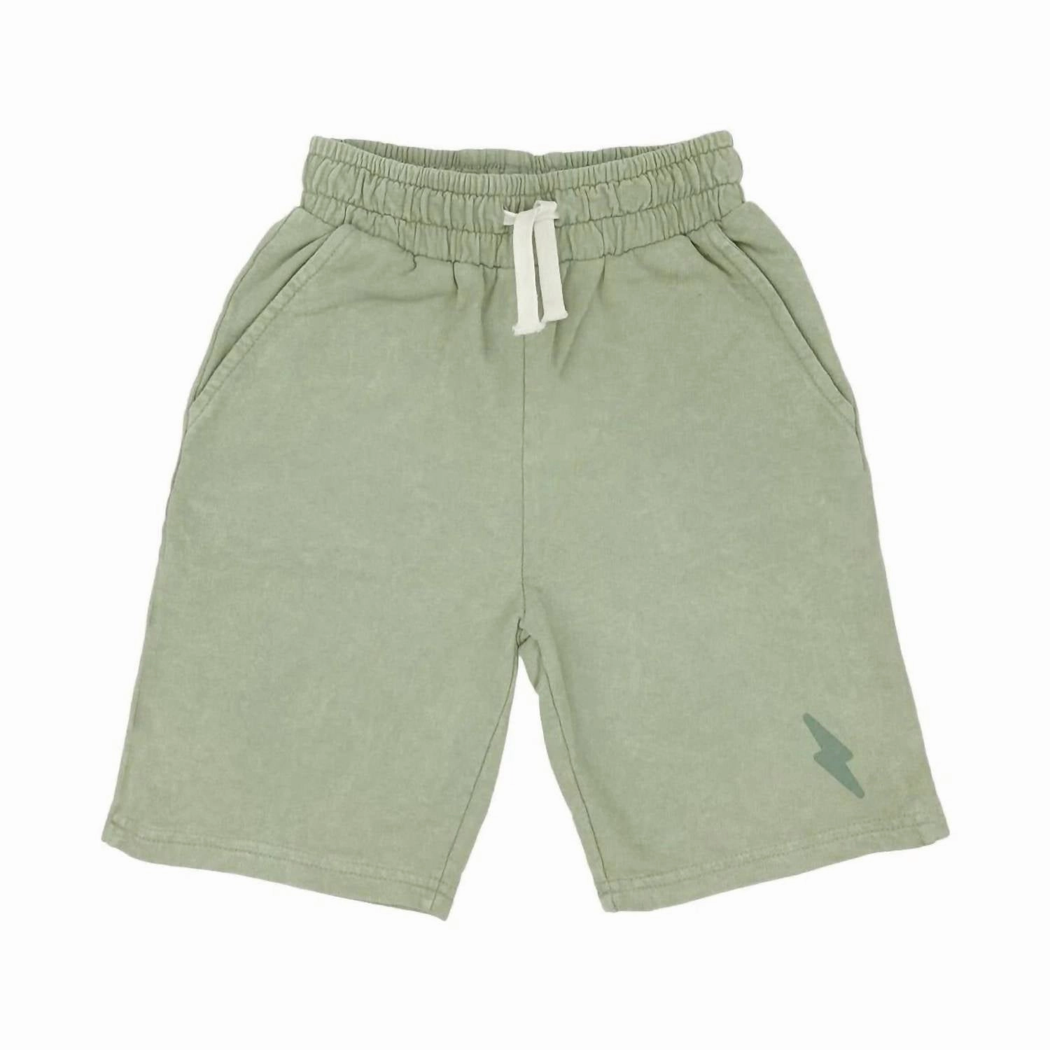 Boys' Sweat Shorts In Vintage Green Boys Drawstring Athletic Shorts