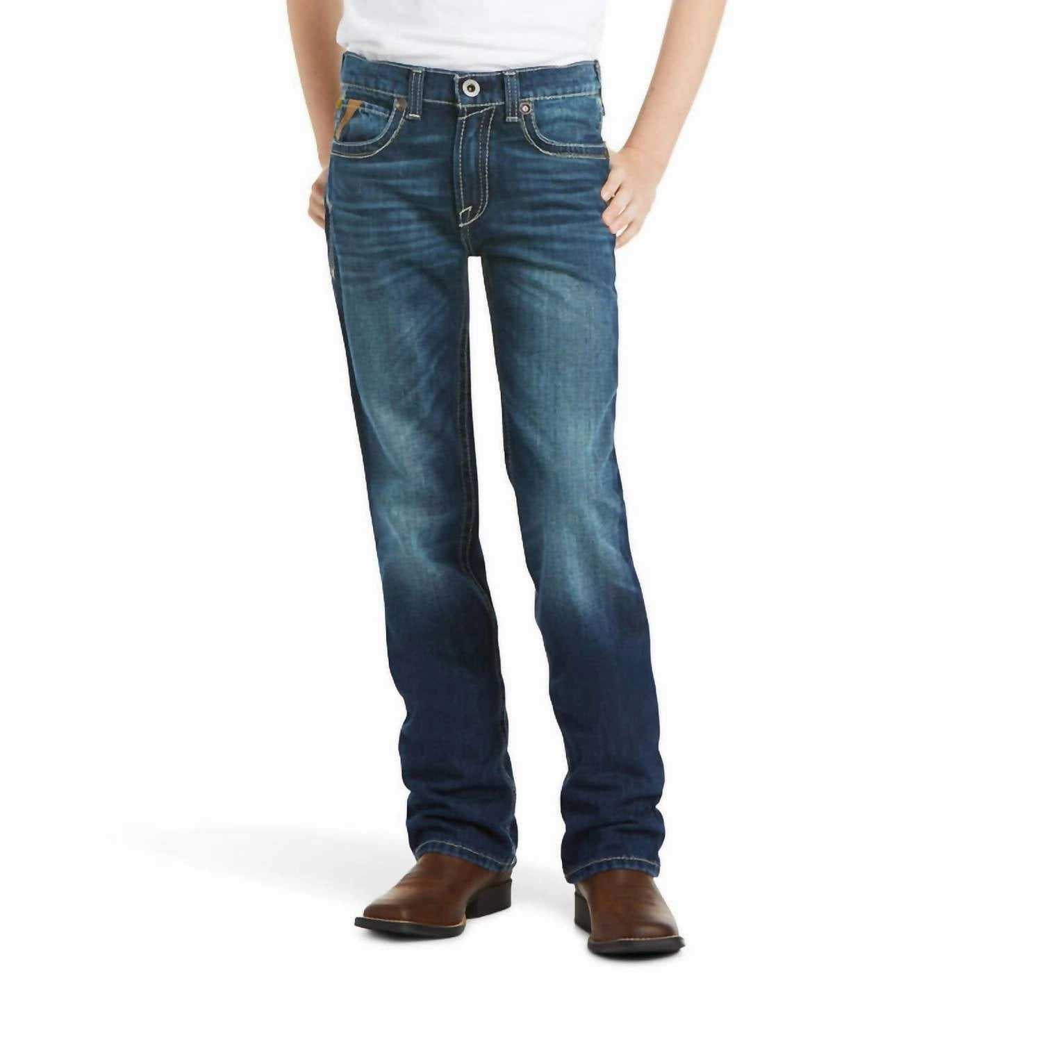 Boys B5 Slim Boundary Stackable Straight Leg Jean In Cyclone boys slim fit denim, boys distressed jeans