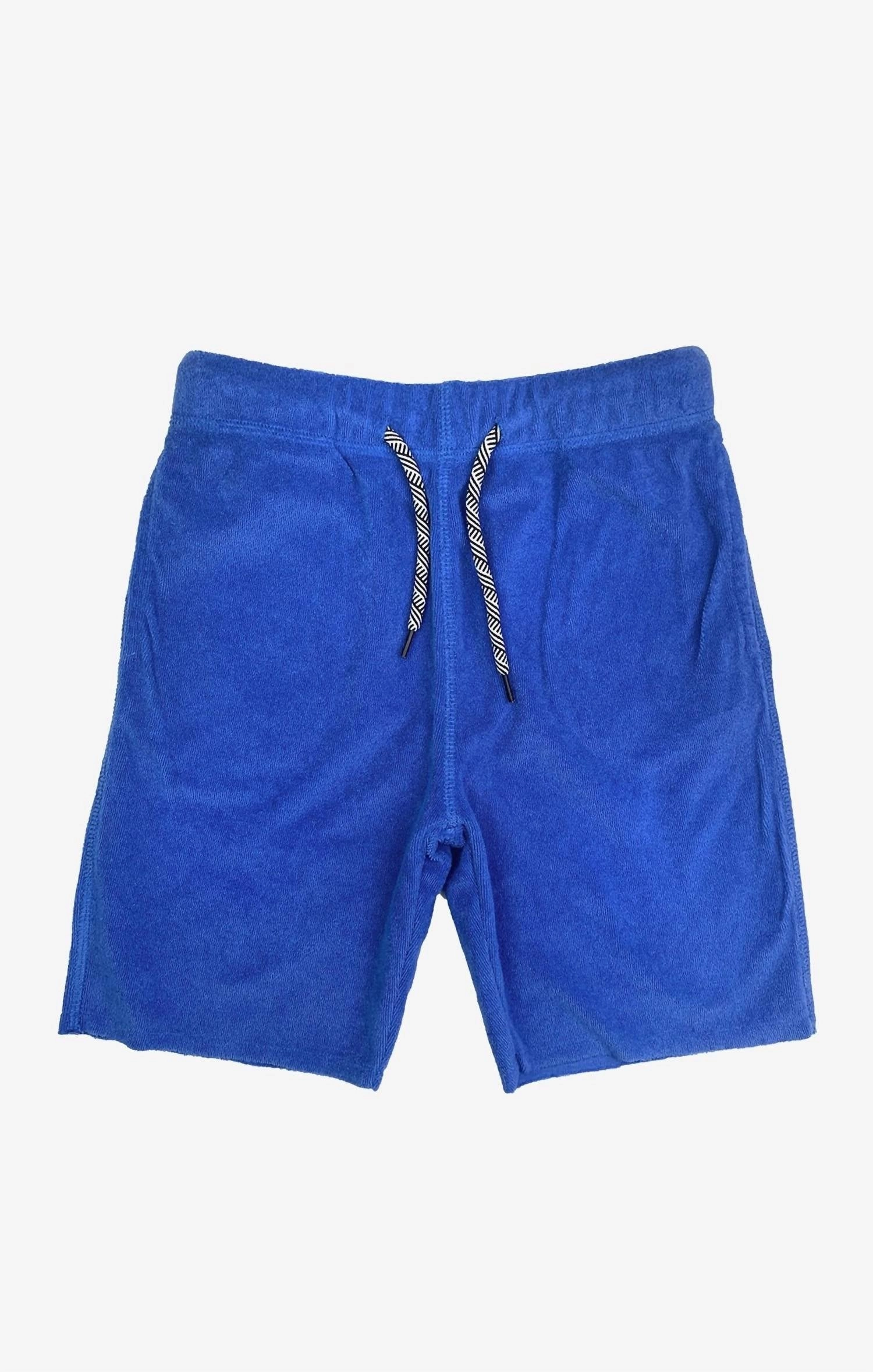 Boys Blue Camp Shorts In Blue Terry boys athletic shorts, cargo shorts boys