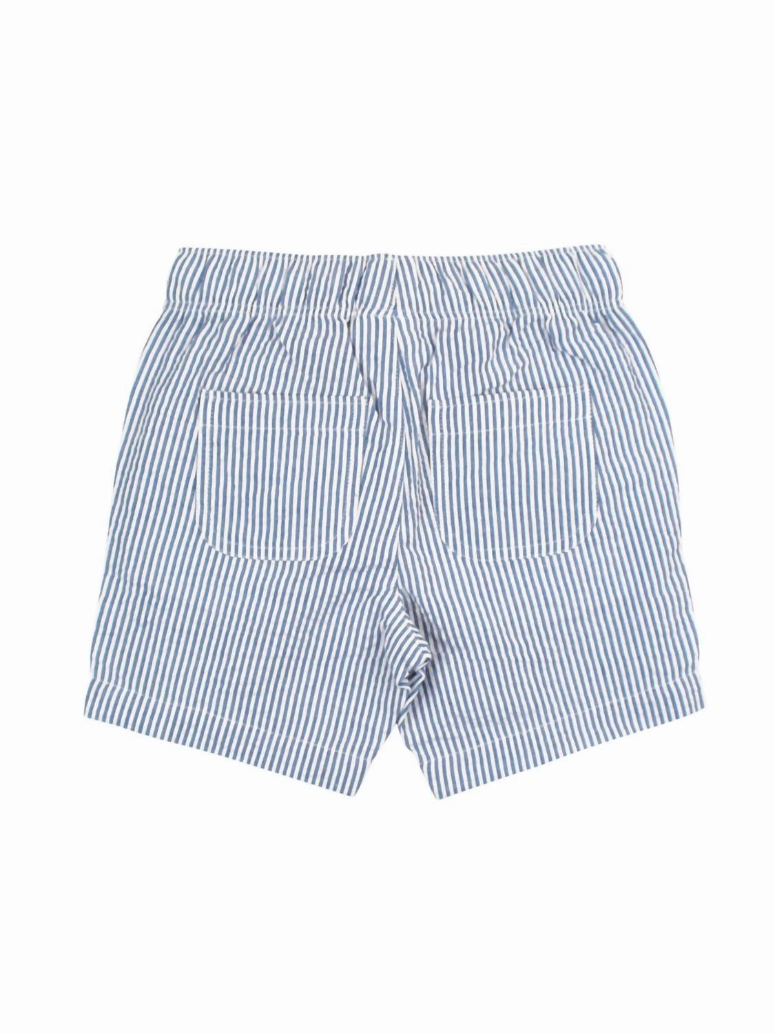 Boys Classic Seersucker Pull-On Shorts In Blue Boys Drawstring Athletic Shorts