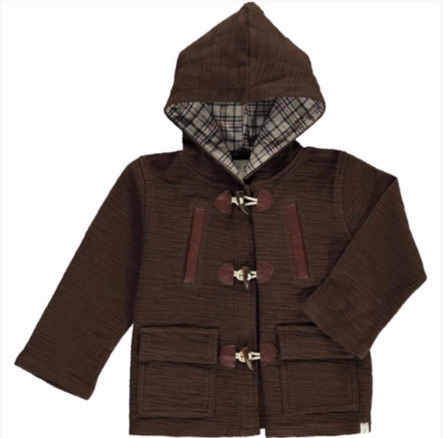 Boys Duffle Jacket In Brown Boys Waterproof Parka