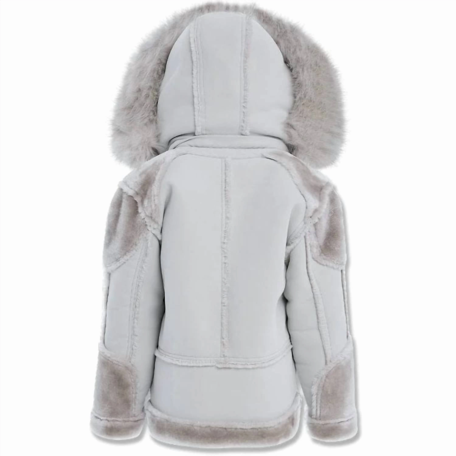 Boys El Jefe Shearling Moto Jacket In Arctic Wolf Boys Waterproof Parka