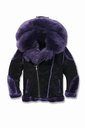 Boys El Jefe Shearling Moto Jacket In Black Iris winter jackets for boys, lightweight puffer boys