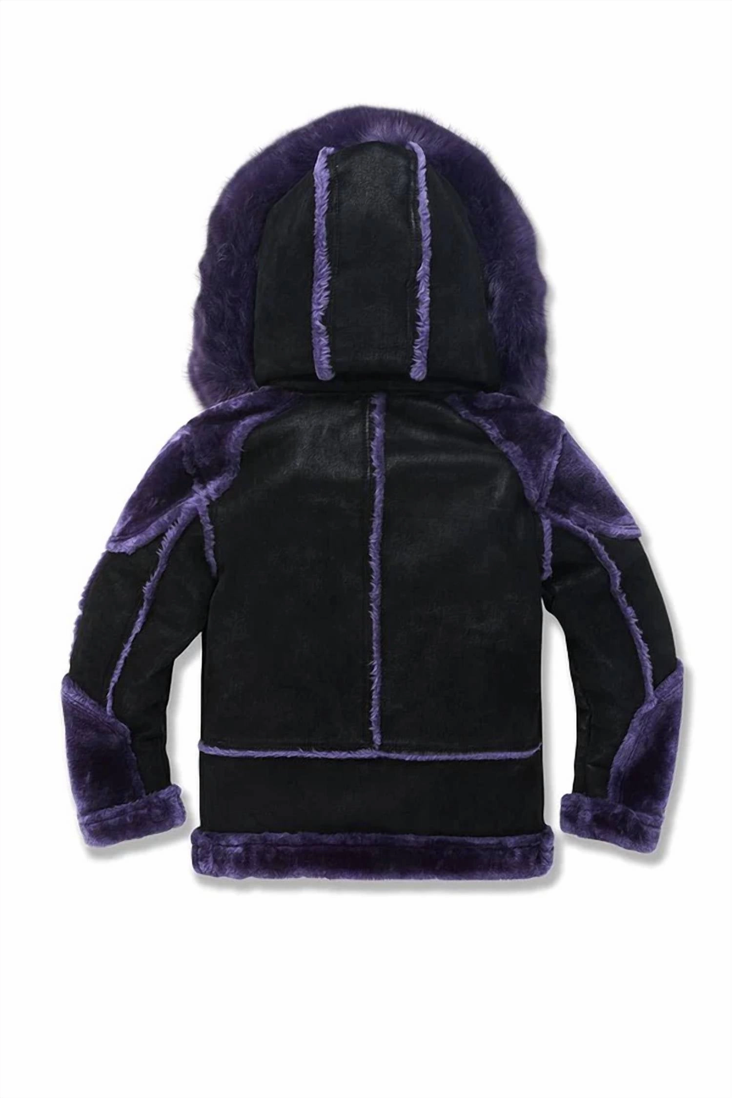 Boys El Jefe Shearling Moto Jacket In Black Iris Boys Waterproof Parka