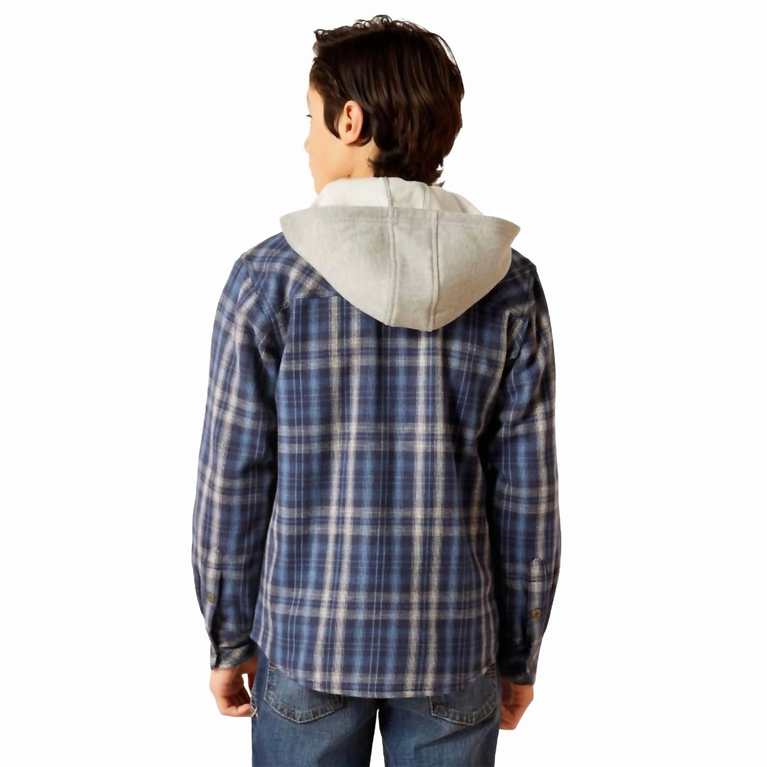 Boys Hanley Hooded Shirt Jacket In Blue Boys Waterproof Parka