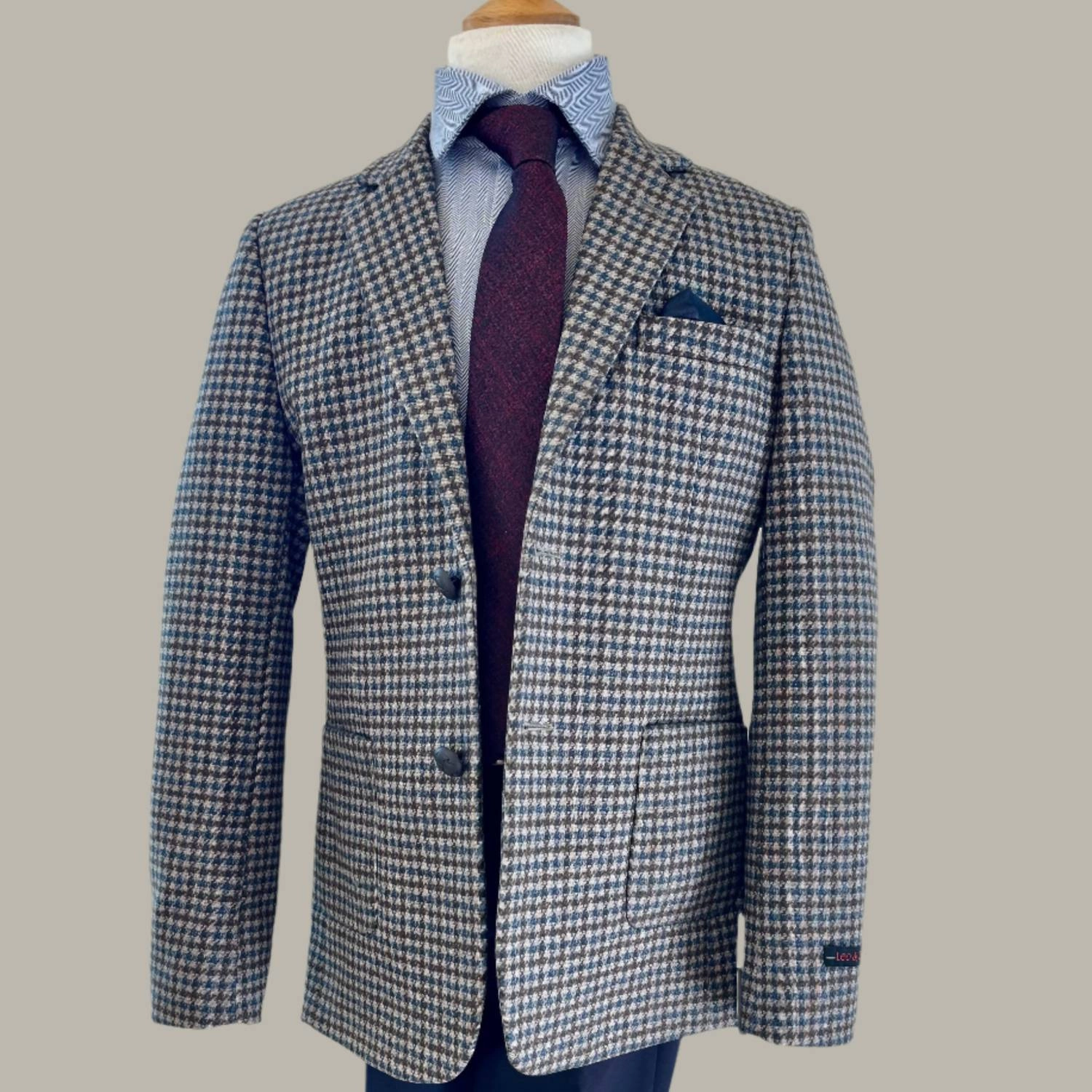 Boys Houndstooth Blazer In Brown Blue winter jackets for boys, lightweight puffer boys