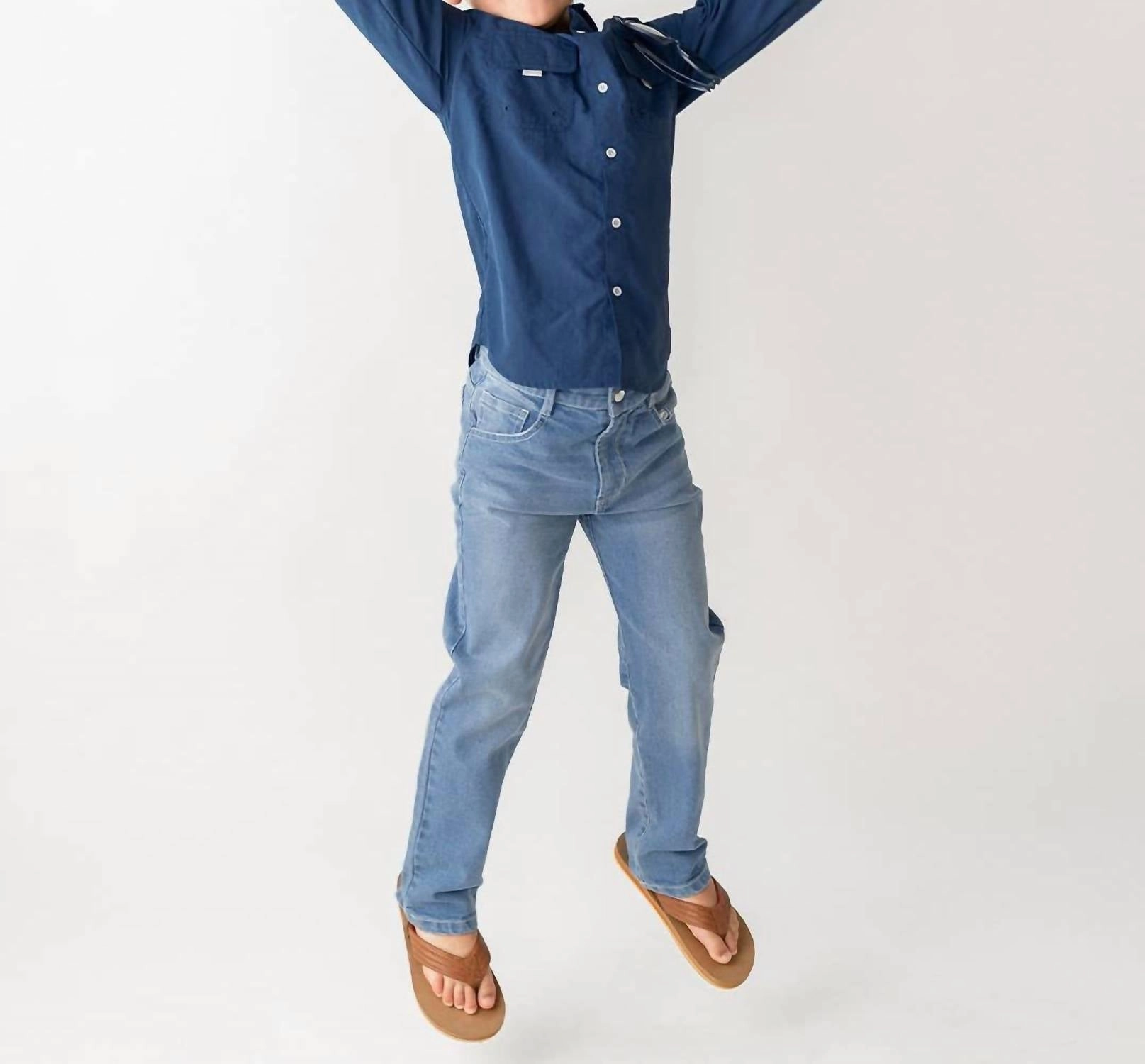 Boys Light Wash Straight Jeans In Blue Boys Stretch Skinny Jeans