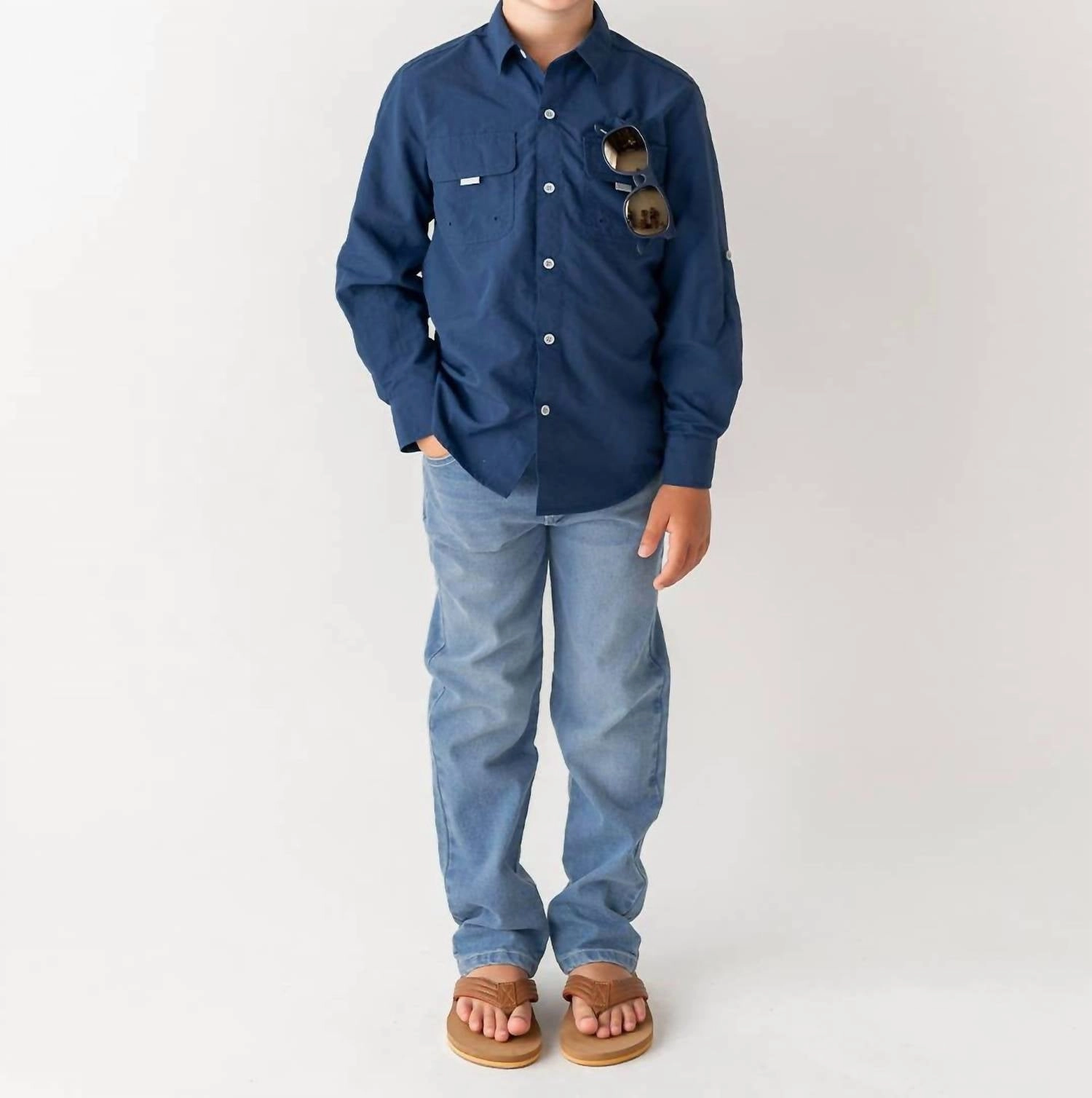 Boys Light Wash Straight Jeans In Blue boys slim fit denim, boys distressed jeans