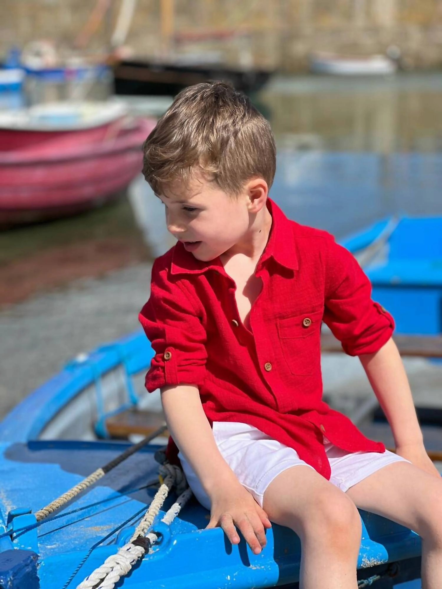 Boys Merchant Button Down Shirt In Red Boys Henley T Shirt
