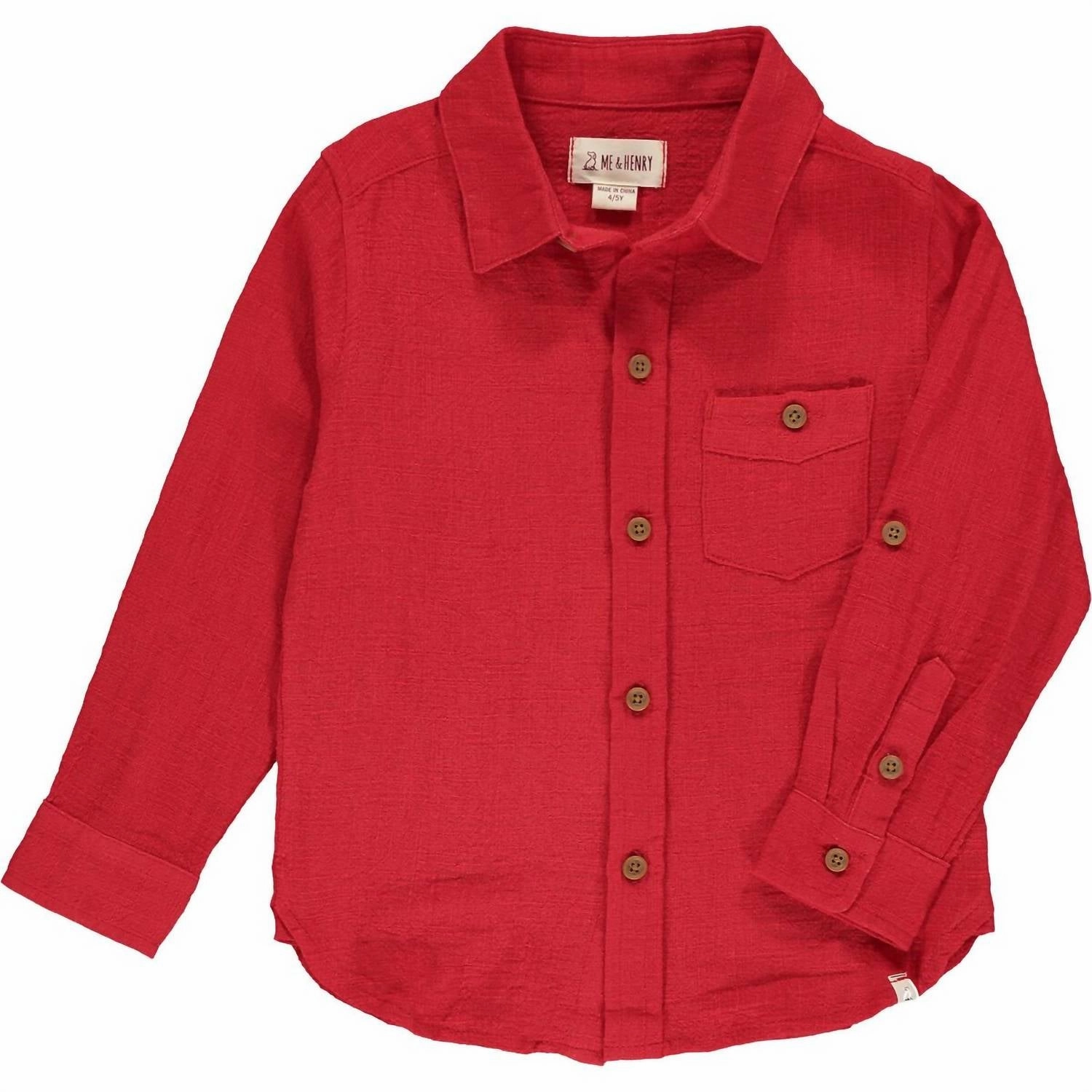 Boys Merchant Button Down Shirt In Red graphic tees for boys, polo shirts boys