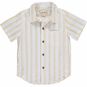 Boys Newport Button Down Shirt In Sage/orange/gold Stripe graphic tees for boys, polo shirts boys