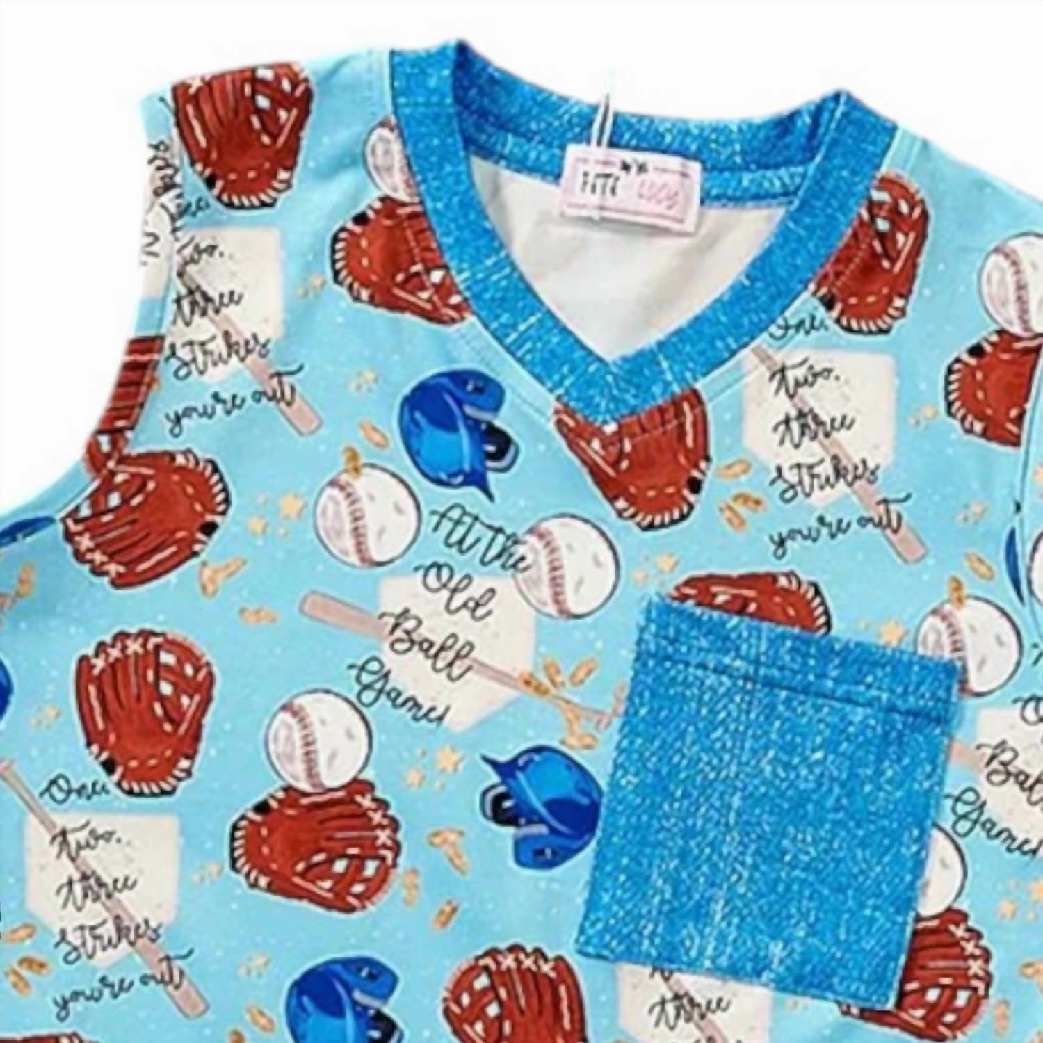 Boys Old Ball Game Shirt In Blue Boys Henley T Shirt