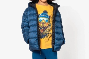 Boys Reversible Puffer Coat In Blue winter jackets for boys, lightweight puffer boys