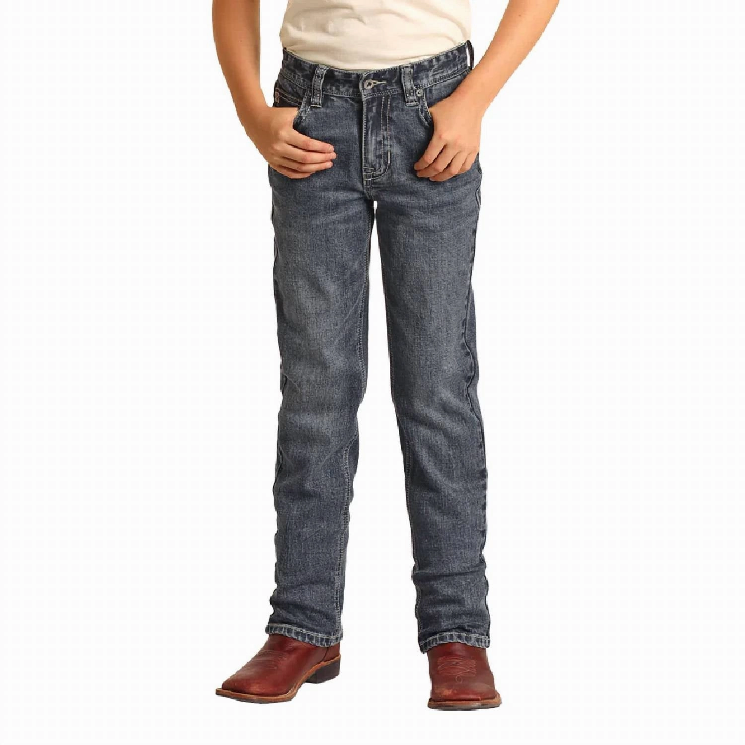 Boys Revolver Slim Fit Jeans In Med Blue boys slim fit denim, boys distressed jeans