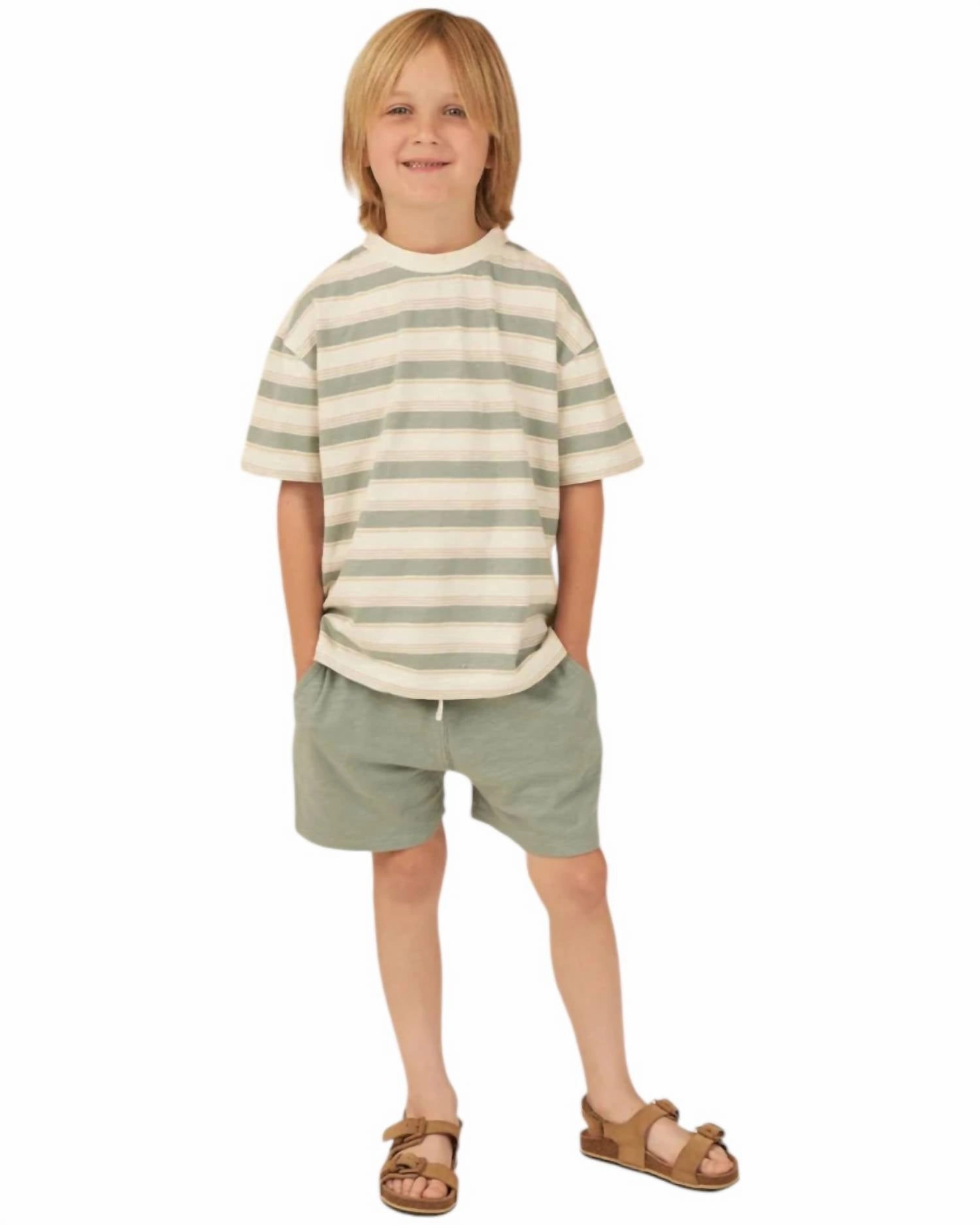 Boys Sam Short In Aqua Boys Drawstring Athletic Shorts