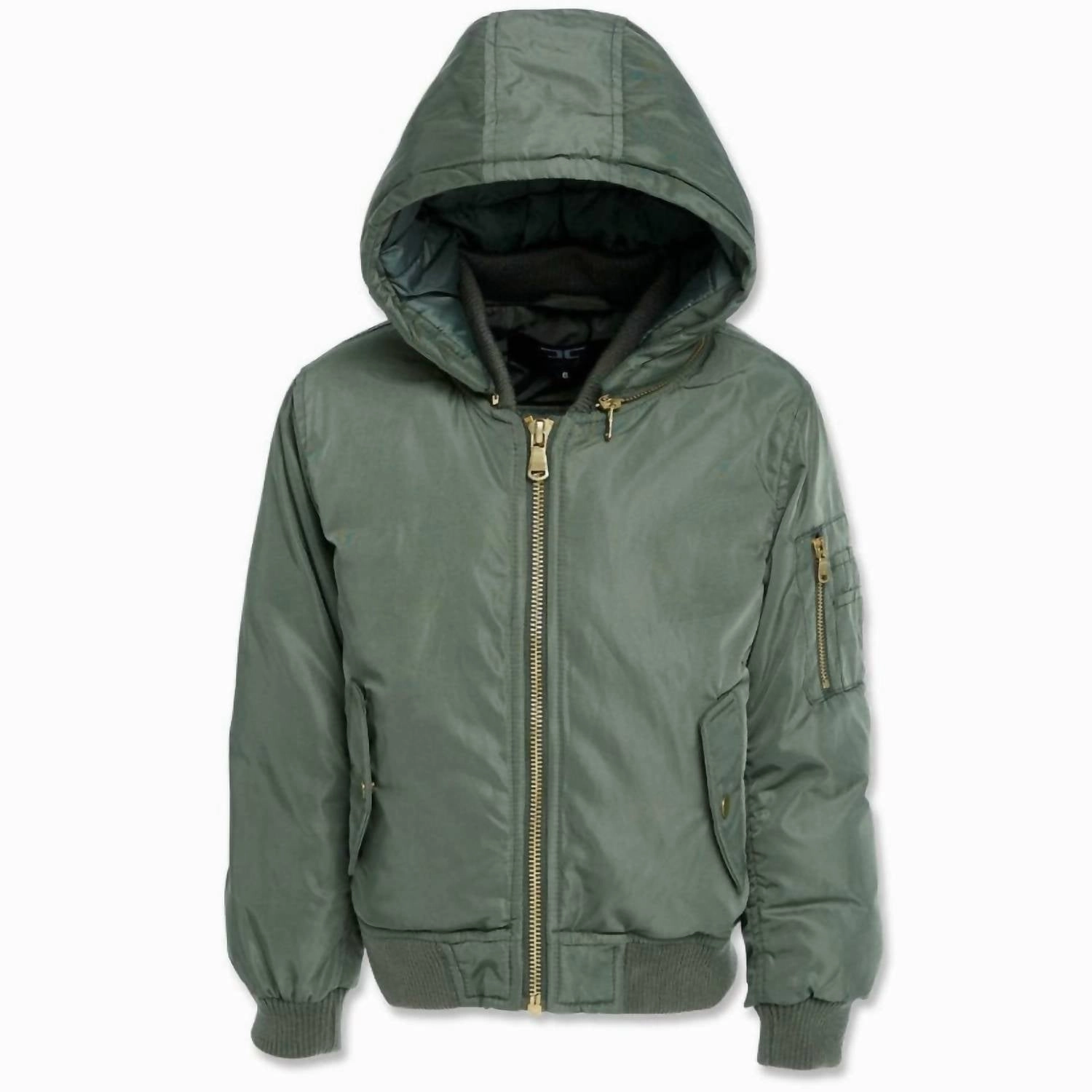 Boys Squadron Hooded Bomber Jacket In Sage winter jackets for boys, lightweight puffer boys