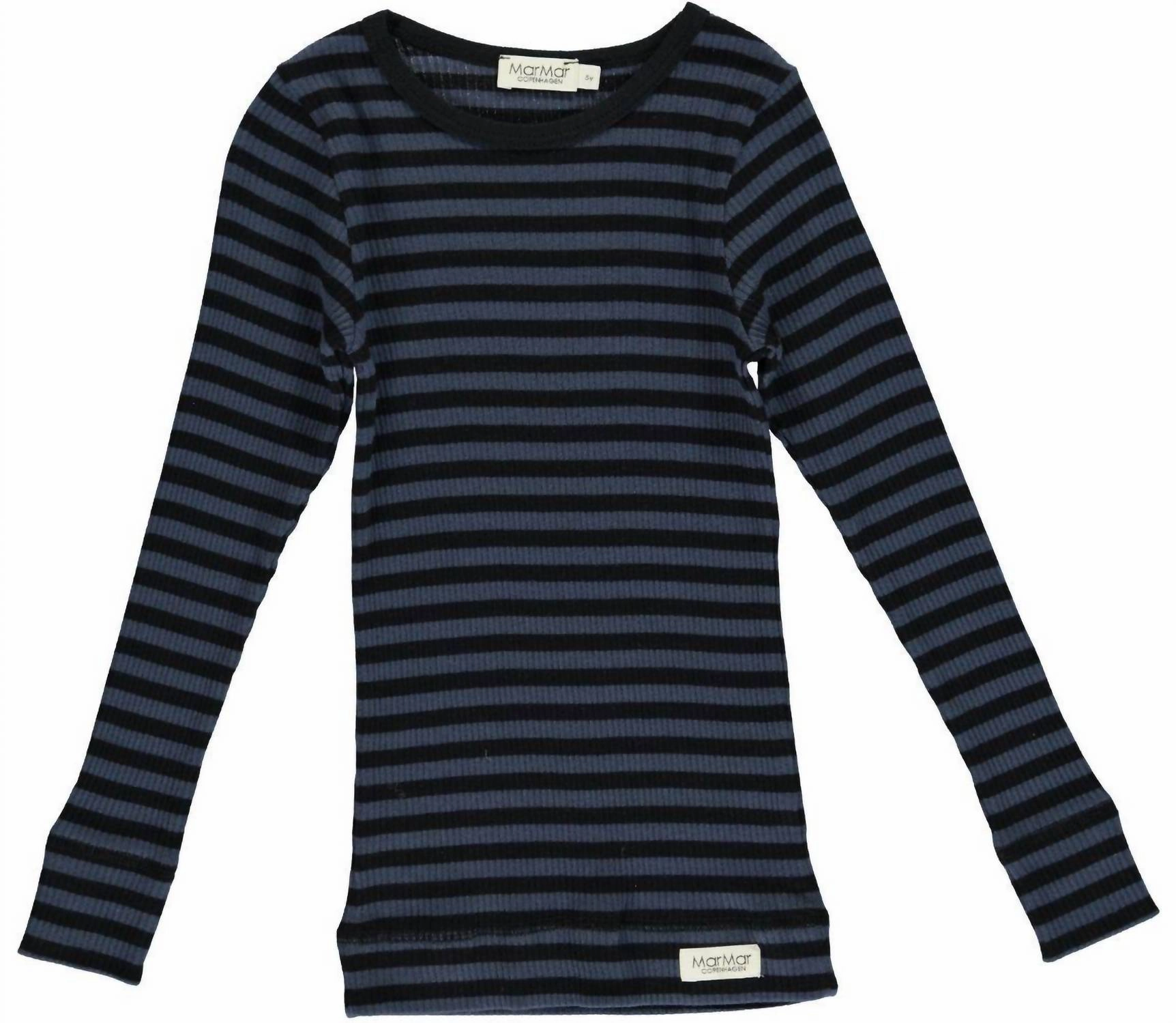 Boys Striped Ribbed Long Sleeve Shirt In Black/blue graphic tees for boys, polo shirts boys