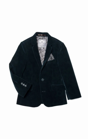 Boys Suit Blazer In Green Gables Velvet winter jackets for boys, lightweight puffer boys