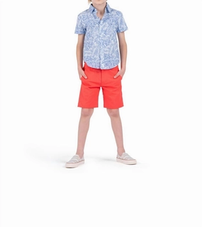 Boys Trouser Shorts In Coral boys athletic shorts, cargo shorts boys