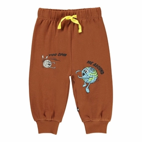 Brown Simeon Cotton Sweatpants leggings girls, wide leg pants girls