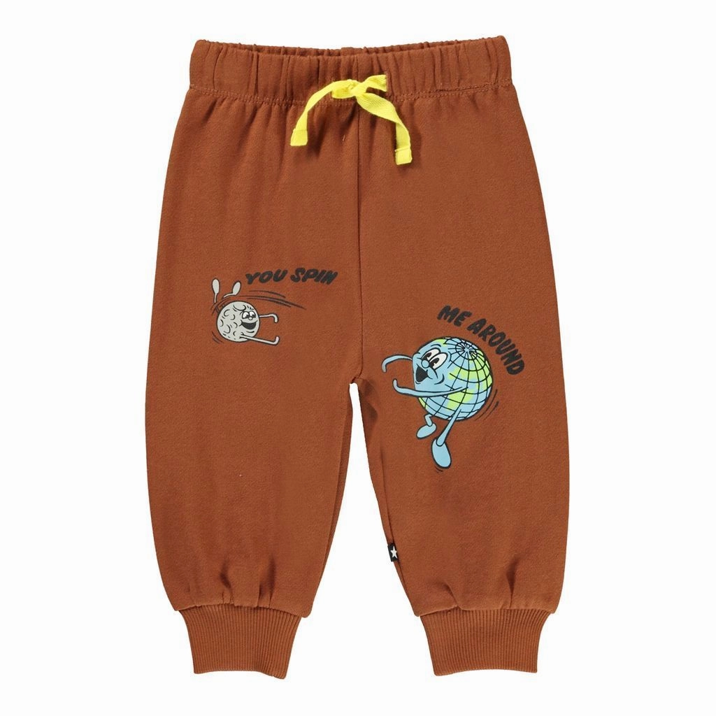 Brown Simeon Cotton Sweatpants leggings girls, wide leg pants girls