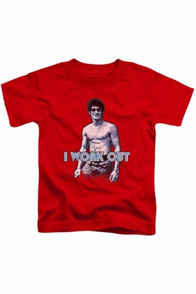 Bruce Lee Lee Works Out Short Sleeve Juvenile Tee / T-Shirt graphic tees for boys, polo shirts boys