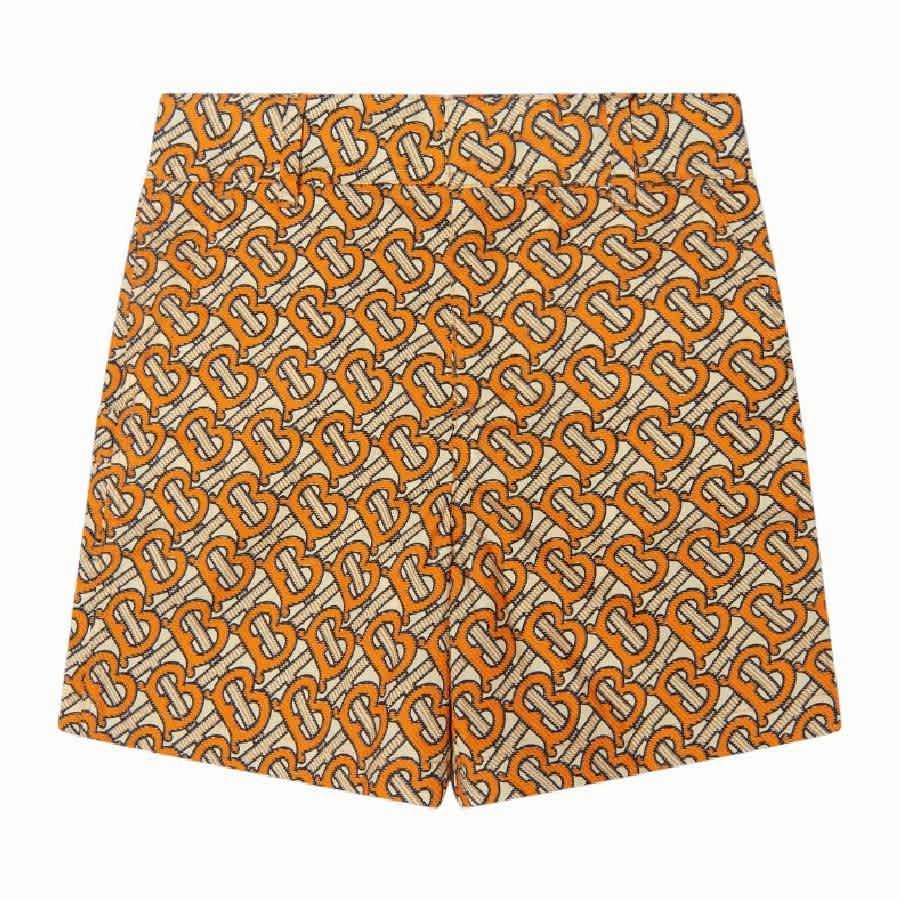 Burberry Boys Bright Orange Rino Monogram Print Tailored Shorts Boys Drawstring Athletic Shorts