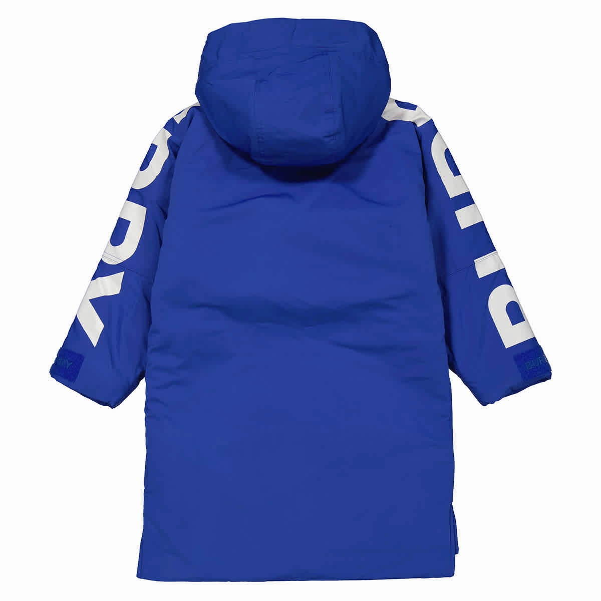 Burberry Boys Cobalt Blue Logo Printed Contrast Zip Jacket Boys Waterproof Parka