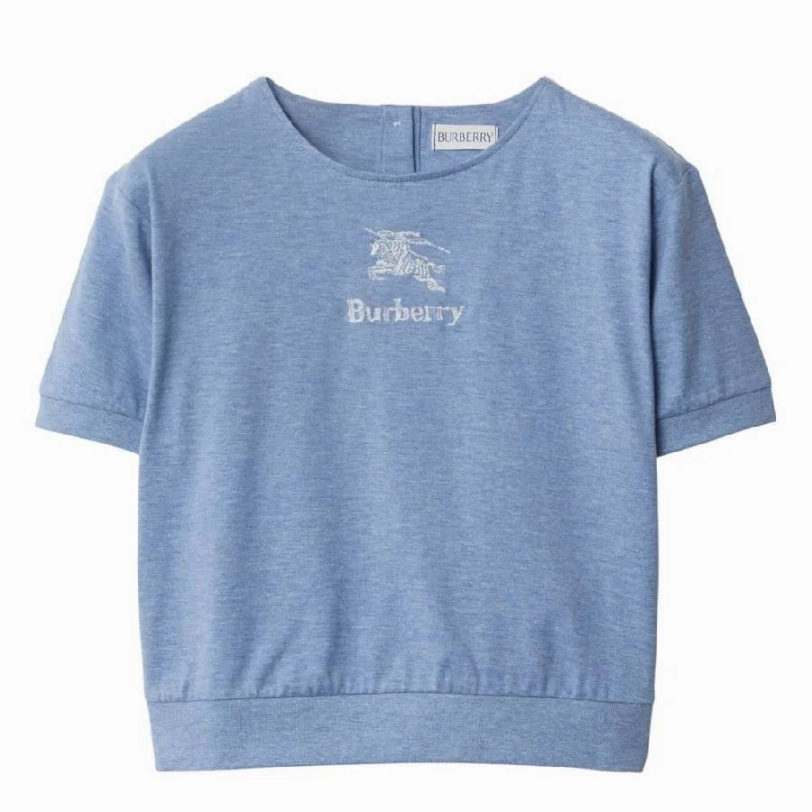 Burberry Girls Embroidered Logo Short Sleeve T-Shirt ruffle tops girls, long sleeve tees girls