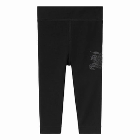 Burberry Girls Equestrian Knight Logo Stretch Cotton Leggings leggings girls, wide leg pants girls