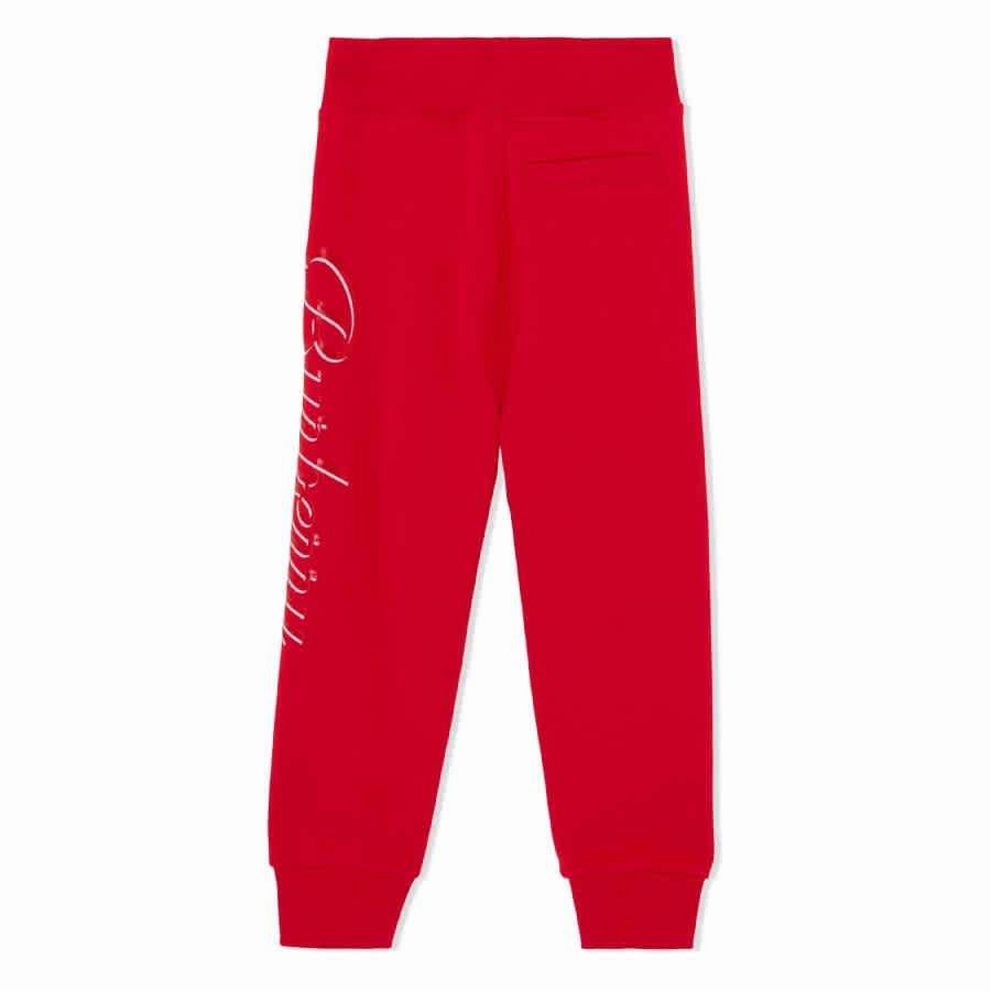 Burberry Kids Bright Red Script Logo-Print Track Trousers Girls Seamless Sportswear