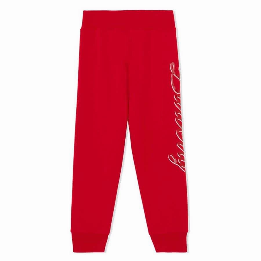 Burberry Kids Bright Red Script Logo-Print Track Trousers girls workout sets, yoga pants girls