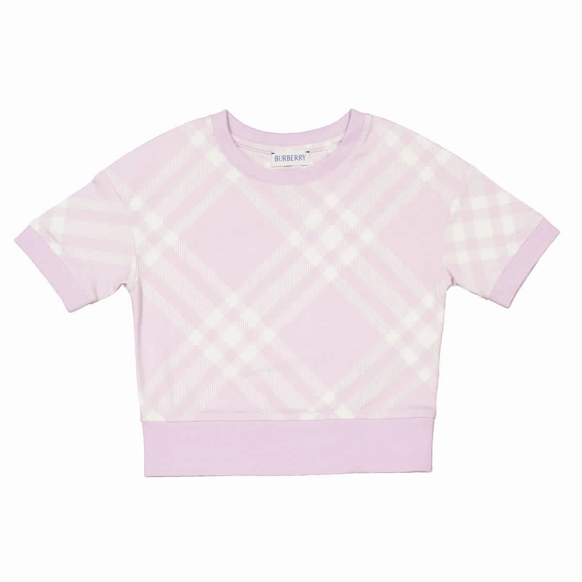 Burberry Kids Check Print Cotton Jersey T-Shirt ruffle tops girls, long sleeve tees girls