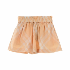 Burberry Kids Checked Pattern Gathered Shorts girls bermuda shorts, bike shorts girls