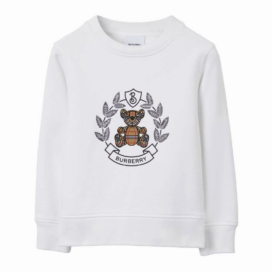 Burberry Kids Crest Bear-Print Cotton Sweatshirt boys cable knit, zip up knitwear boys