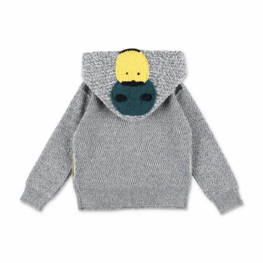 Burberry Kids Logo Embroidered Knitted Drawstring Hoodie Boys Half Zip Pullover