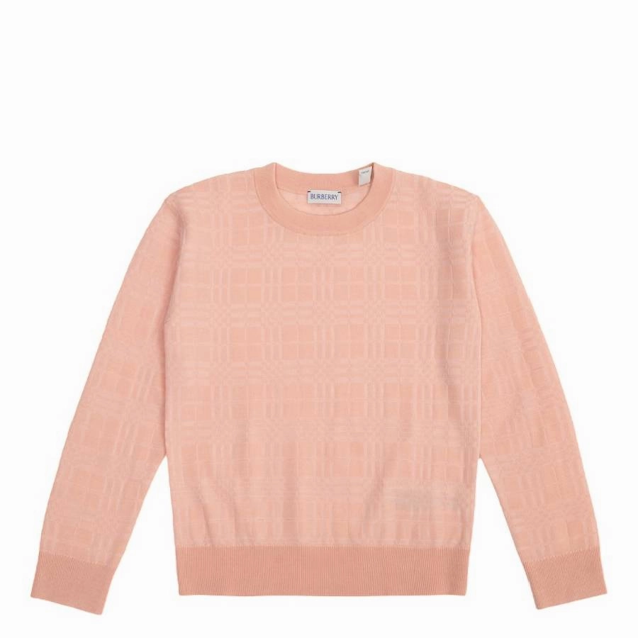 Burberry Kids Long Sleeves Checker Pattern Sweater ruffle tops girls, long sleeve tees girls