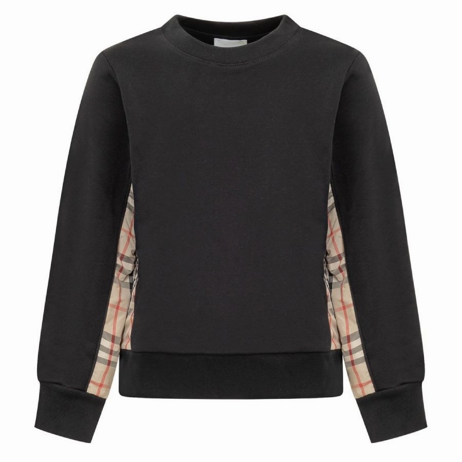 Burberry Kids Vintage-Check Panel Sweatshirt boys cable knit, zip up knitwear boys